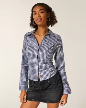 Camisa de popelina elástica con botones