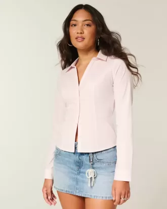 Camisa de popelina elástica con botones