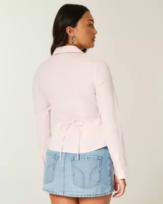 Camisa de popelina elástica con botones