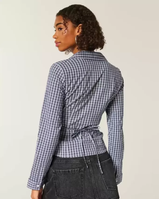 Camisa de popelina elástica con botones Camisa de popelina elástica con botones
