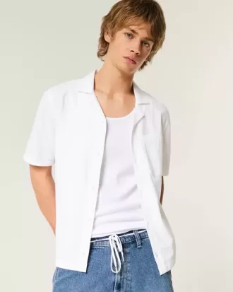 Camisa de seersucker de manga corta Camisa de seersucker de manga corta