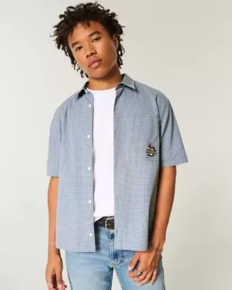 Camisa estampada de Nueva York de manga corta y corte cuadrado Camisa estampada de Nueva York de manga corta y corte cuadrado
