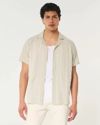 Camisa holgada de manga corta con estampado bordado