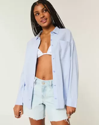 Camisa oversize de mezcla de lino