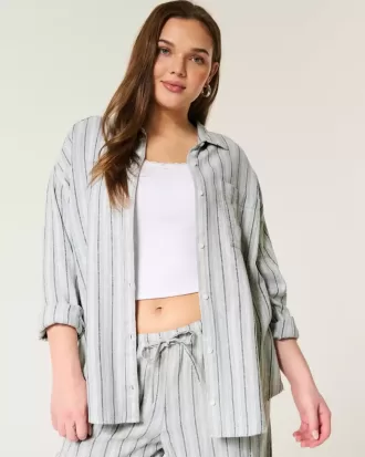 Camisa oversize de mezcla de lino