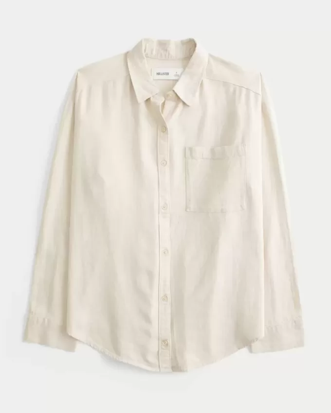 Camisa oversize de mezcla de lino Camisa oversize de mezcla de lino