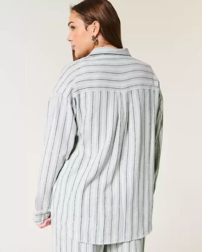 Camisa oversize de mezcla de lino Camisa oversize de mezcla de lino