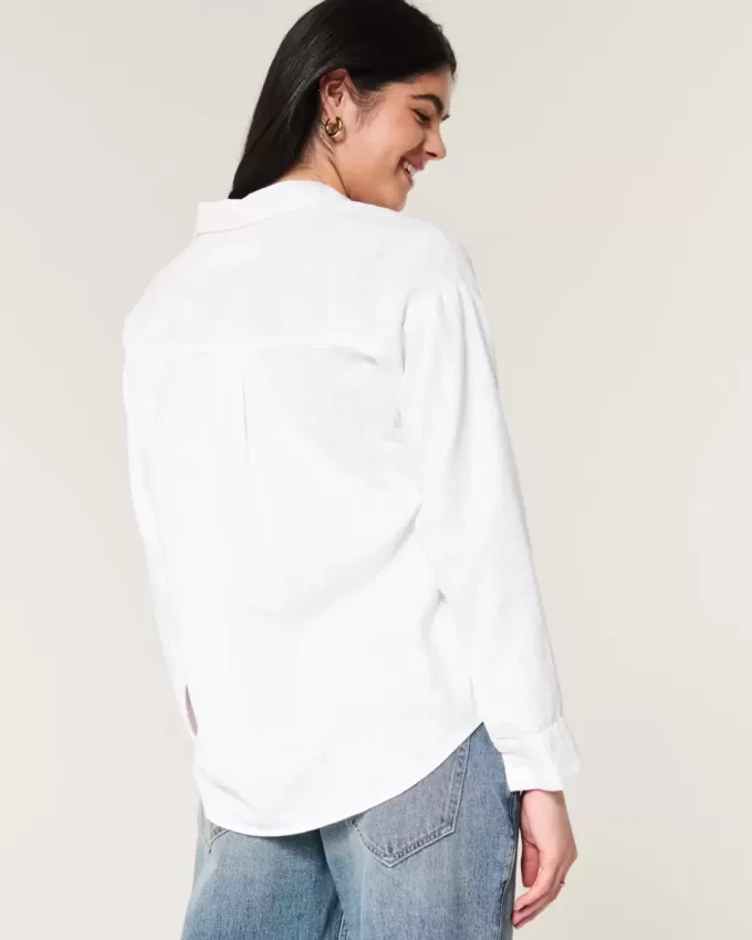 Camisa oversize de mezcla de lino Camisa oversize de mezcla de lino