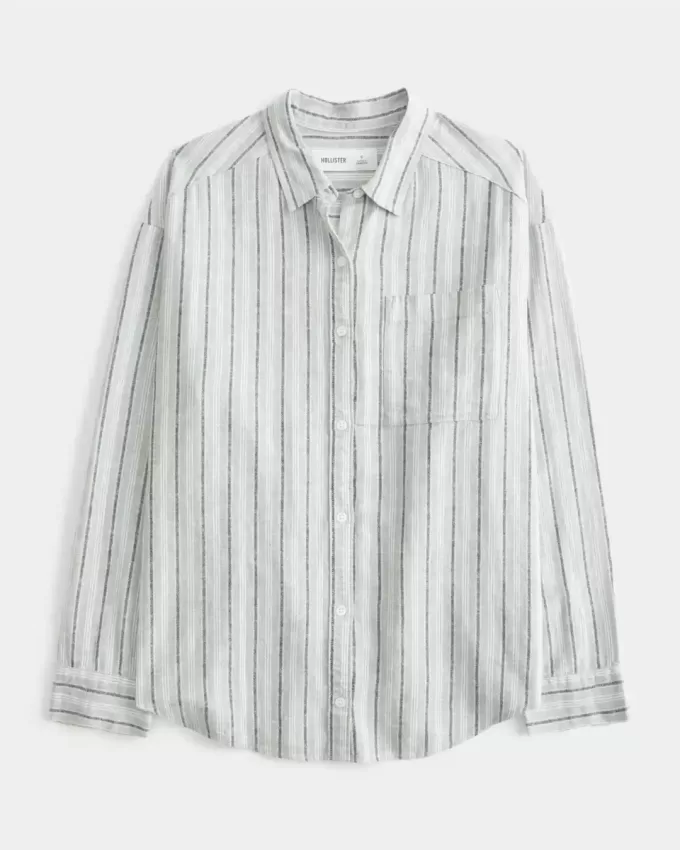 Camisa oversize de mezcla de lino Camisa oversize de mezcla de lino