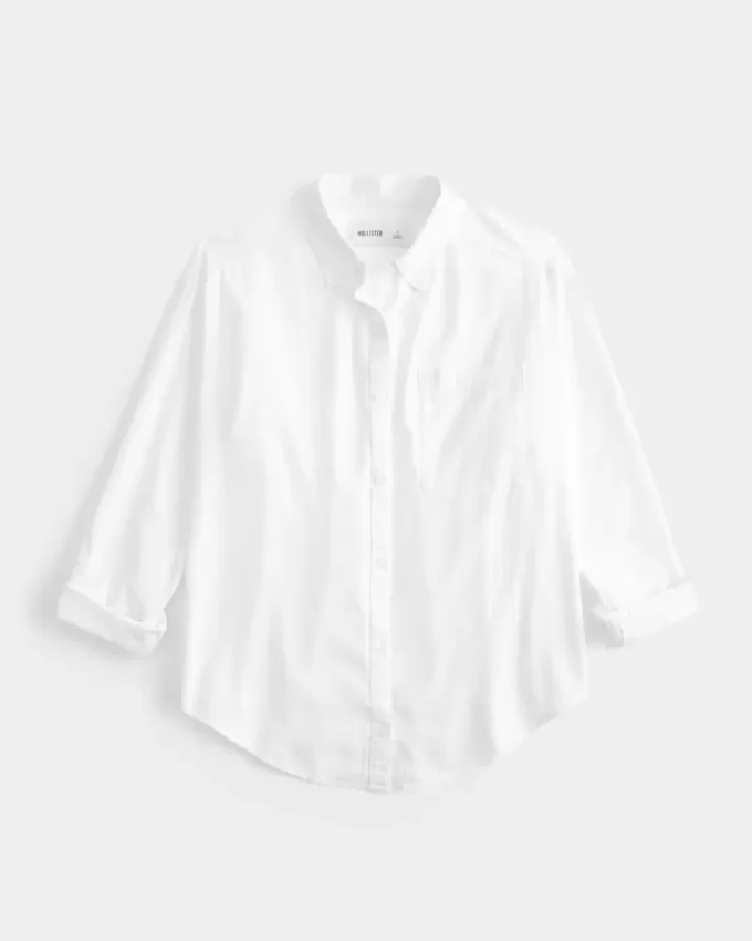 Camisa oversize de mezcla de lino Camisa oversize de mezcla de lino