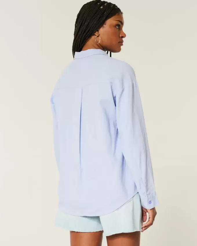 Camisa oversize de mezcla de lino Camisa oversize de mezcla de lino