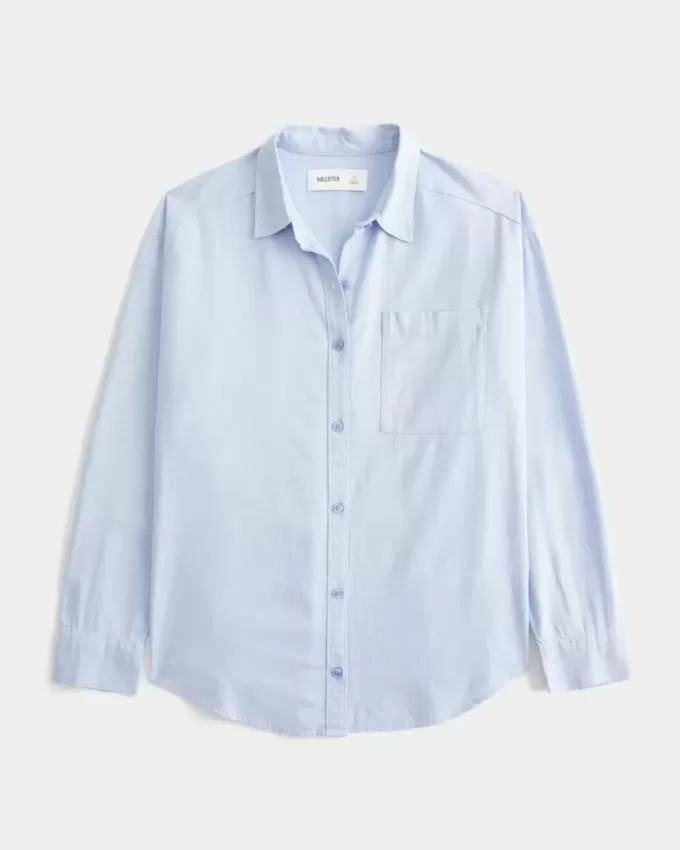 Camisa oversize de mezcla de lino Camisa oversize de mezcla de lino