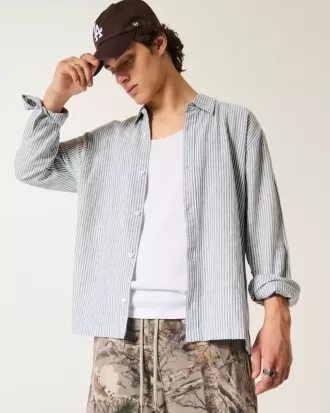 Camisa relajada de mezcla de lino