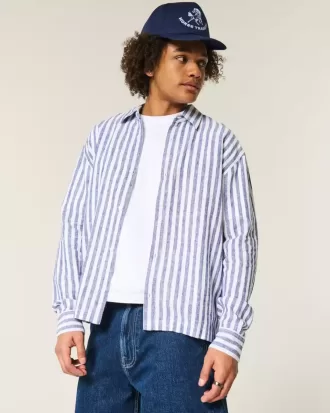 Camisa relajada de mezcla de lino