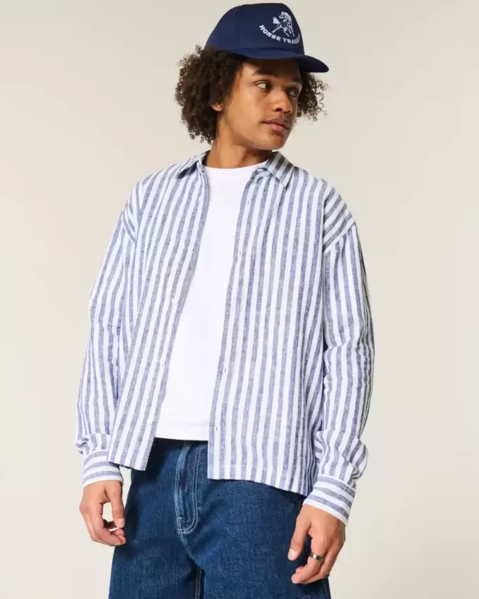 Camisa relajada de mezcla de lino Camisa relajada de mezcla de lino