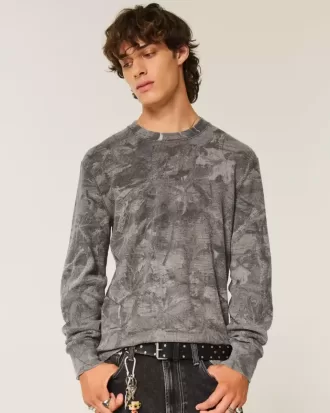 Camisa térmica de manga larga con estampado de camuflaje y cuello redondo
