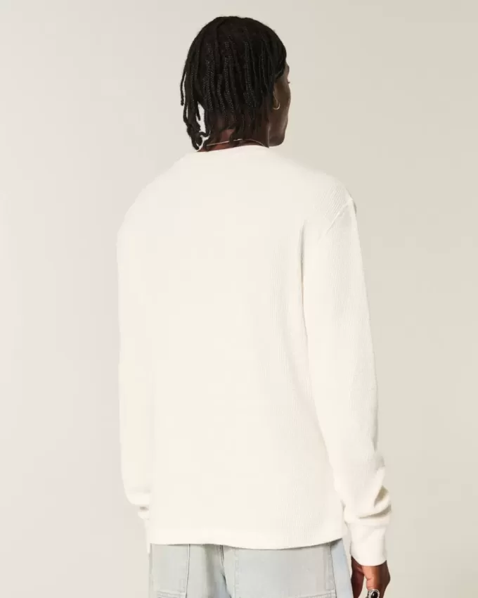Camisa térmica de manga larga y cuello redondo relajada Camisa térmica de manga larga y cuello redondo relajada
