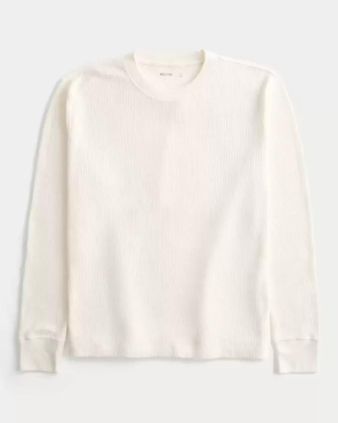 Camisa térmica de manga larga y cuello redondo relajada Camisa térmica de manga larga y cuello redondo relajada
