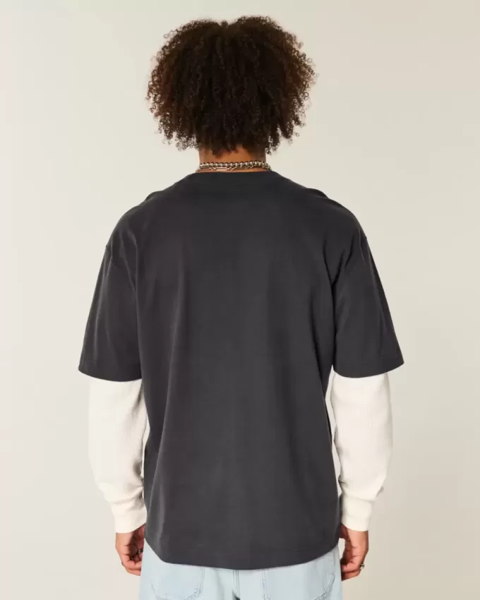 Camisa térmica estampada de capas cuadradas Camisa térmica estampada de capas cuadradas