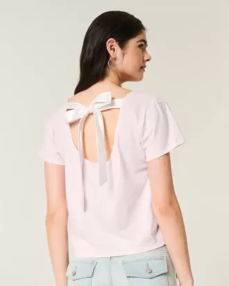 Camiseta con estampado floral y lazo fácil de atar en la espalda