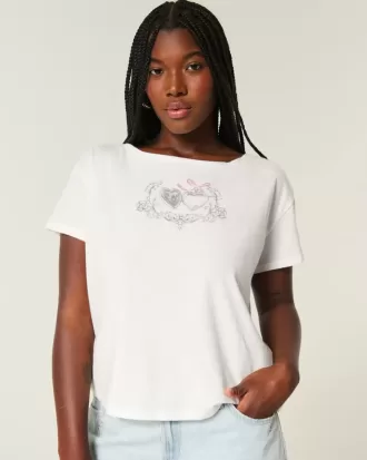 Camiseta con gráfico de corazón y lazo fácil de atar