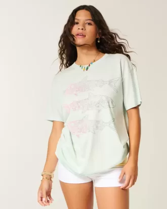 Camiseta con gráfico de pez de gran tamaño