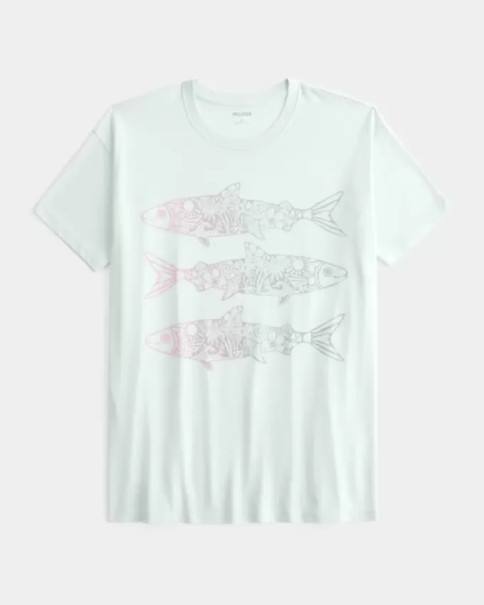 Camiseta con gráfico de pez de gran tamaño Camiseta con gráfico de pez de gran tamaño