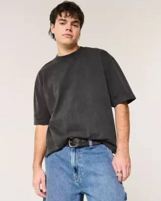 Camiseta corta de corte cuadrado y peso pesado