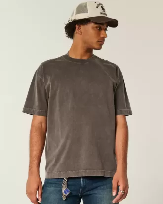 Camiseta de algodón lavado de peso pesado y corte cuadrado
