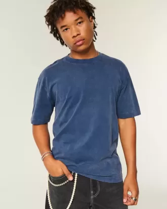 Camiseta de algodón lavado de peso pesado y corte cuadrado