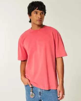 Camiseta de algodón lavado de peso pesado y corte cuadrado