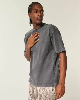 Camiseta de algodón lavado de peso pesado y corte cuadrado Camiseta de algodón lavado de peso pesado y corte cuadrado