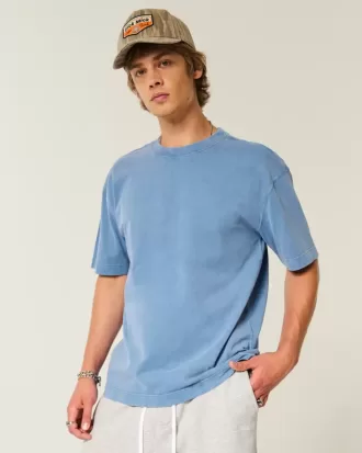 Camiseta de algodón lavado de peso pesado y corte cuadrado
