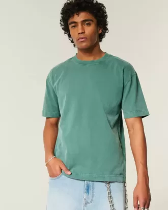 Camiseta de algodón lavado de peso pesado y corte cuadrado