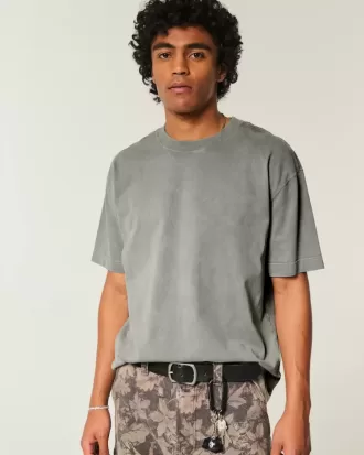 Camiseta de algodón lavado de peso pesado y corte cuadrado