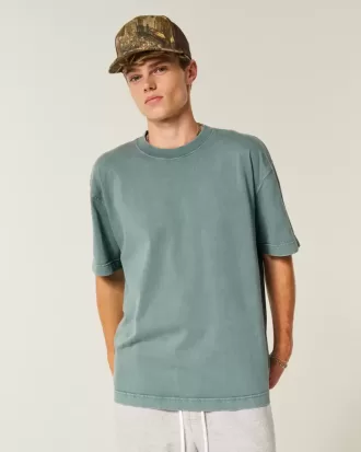 Camiseta de algodón lavado de peso pesado y corte cuadrado