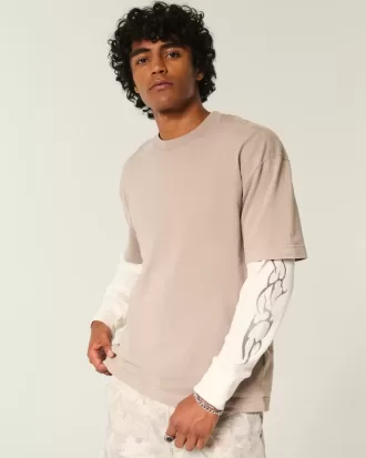Camiseta de algodón lavado de peso pesado y corte cuadrado