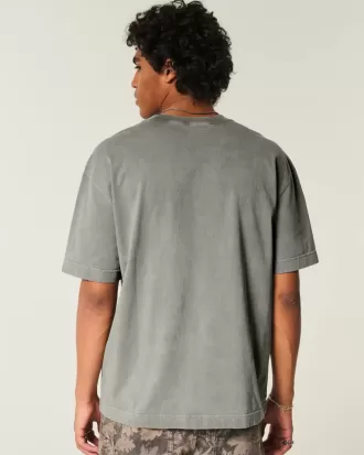 Camiseta de algodón lavado de peso pesado y corte cuadrado