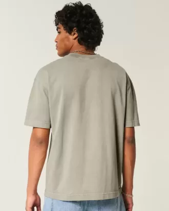 Camiseta de algodón lavado de peso pesado y corte cuadrado