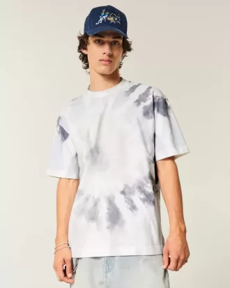 Camiseta de algodón tie-dye de corte cuadrado y peso pesado