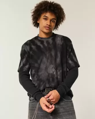 Camiseta de algodón tie-dye de corte cuadrado y peso pesado