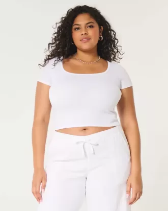 Camiseta de bebé con cuello cuadrado acanalado