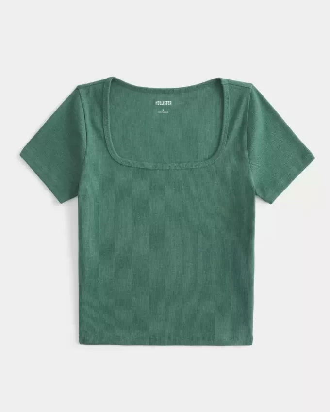 Camiseta de bebé con cuello cuadrado acanalado
