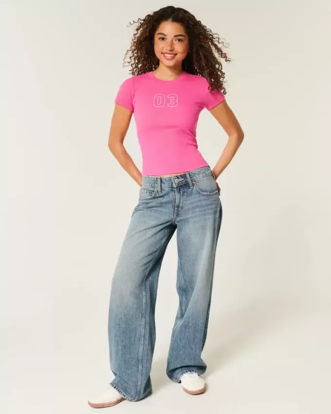 Camiseta de bebé con gráfico de números acanalados