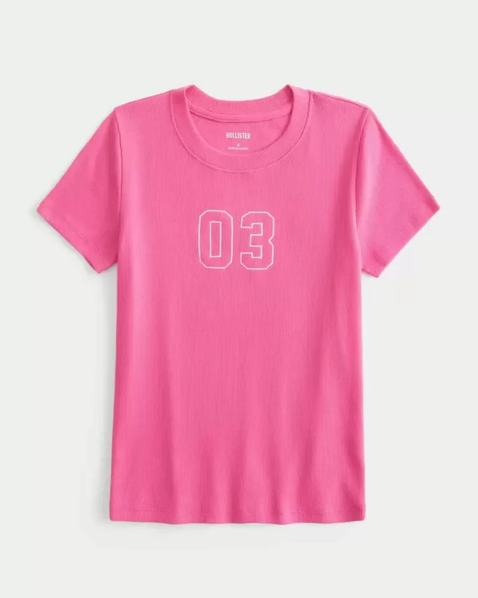 Camiseta de bebé con gráfico de números acanalados