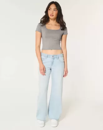 Camiseta de bebé de cuello cuadrado, de tela suave y elástica sin costuras