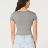 Camiseta de bebé de cuello cuadrado, de tela suave y elástica sin costuras