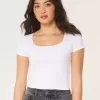 Camiseta de bebé de cuello cuadrado y tela sin costuras