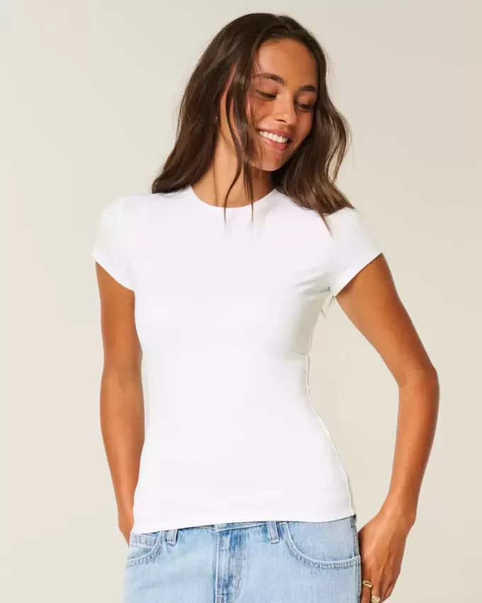Camiseta de bebé de tela sin costuras con cuello redondo Camiseta de bebé de tela sin costuras con cuello redondo