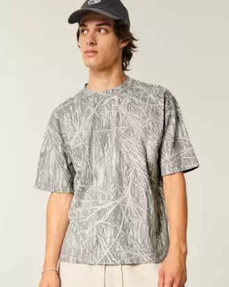 Camiseta de camuflaje de corte cuadrado y peso pesado
